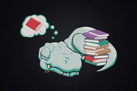 Charming T Rex Dinosaur Loves Reading Books
