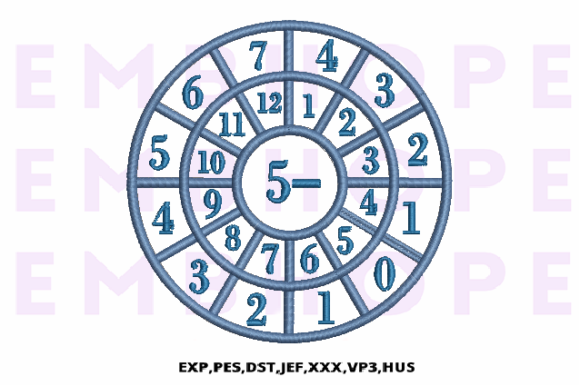 Minus Wheel 5 - A Fun and Educational Embroidery Design