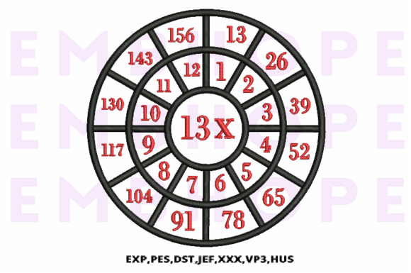 Multiplication Math Wheels 13 X: A Fun Embroidery Design