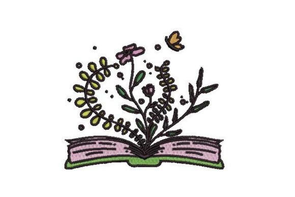 Open Book with Flowers: A Unique Embroidery Design